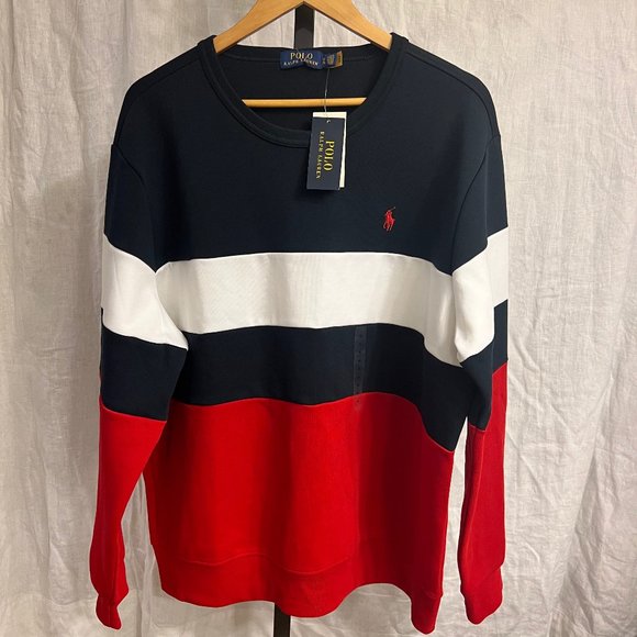 Polo Ralph Lauren Crew Neck Colorblock Navy Red Sweatshirt